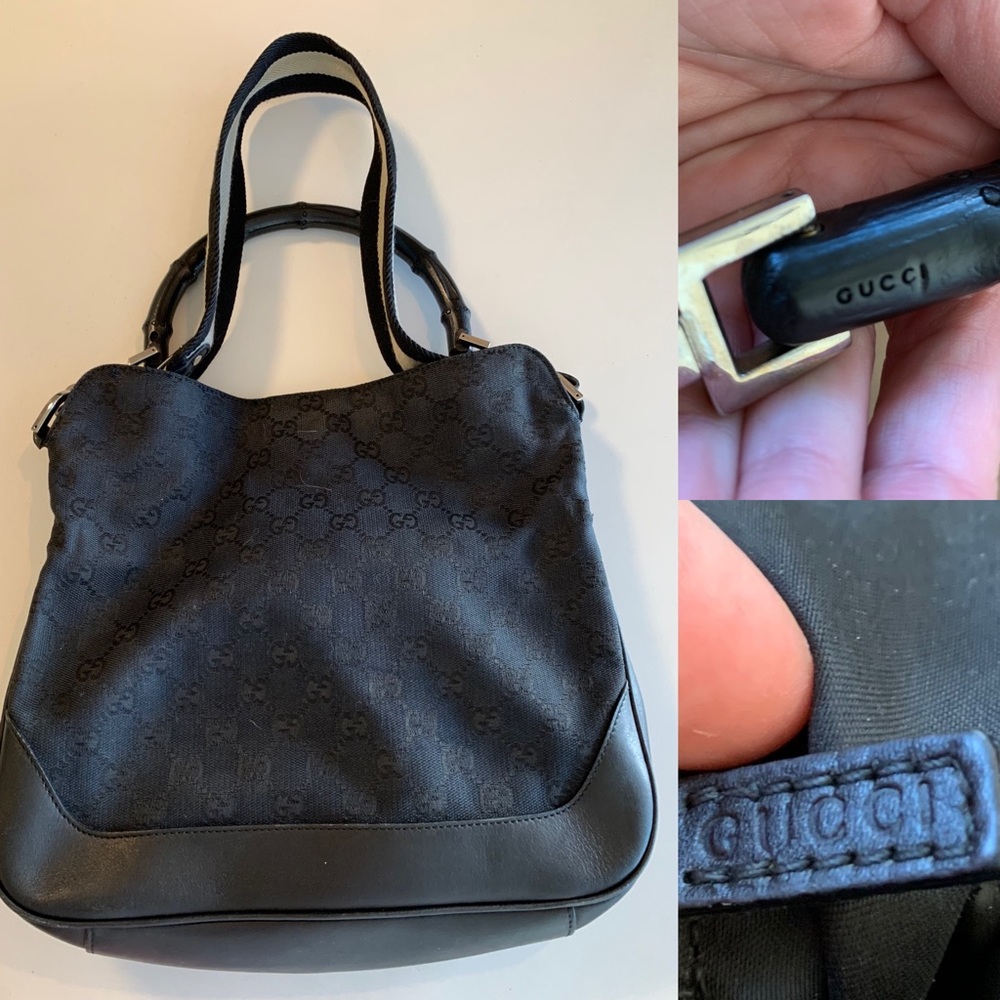 EUC❤️Gucci Monogram Bamboo Top Handle Bag